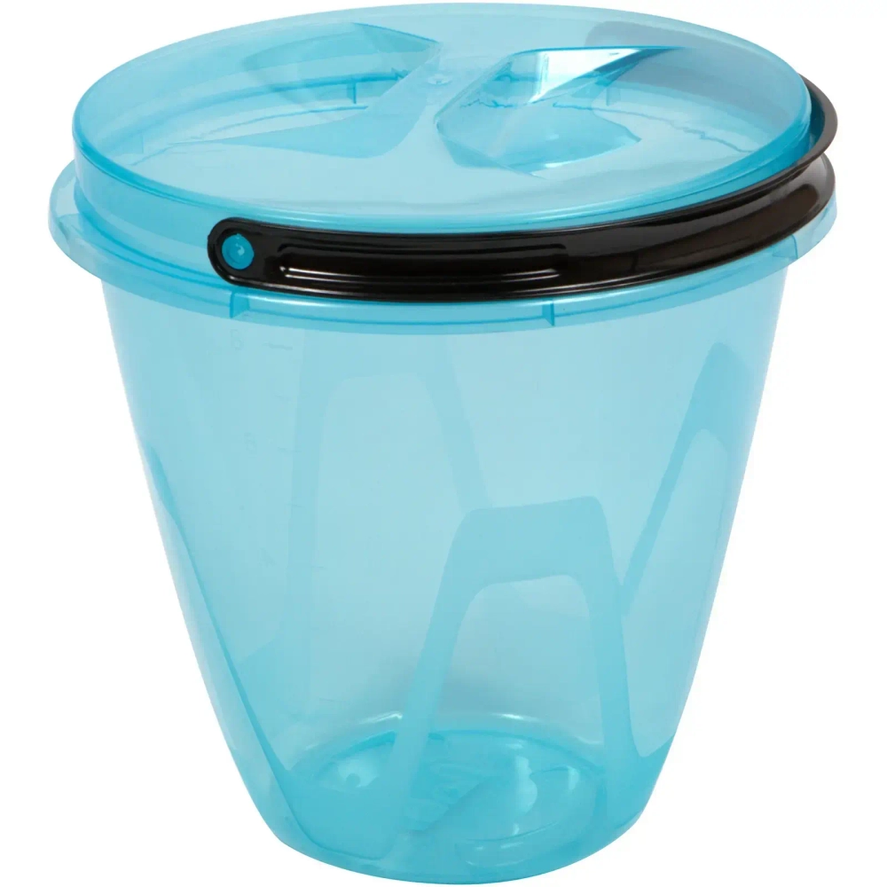 Ведро с крышкой Лайт 10л прозрачное голубое