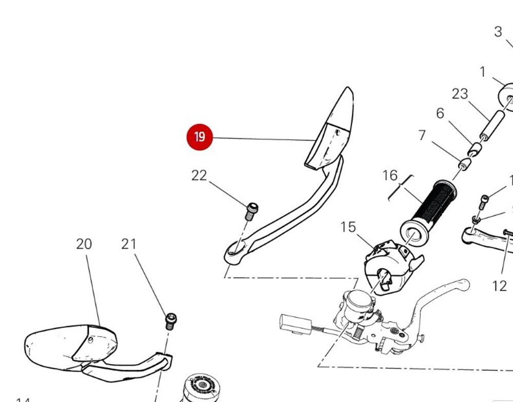 Ducati Зеркало левое 52310682B / 52310683B