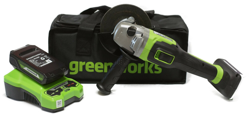 УШМ GREENWORKS GD24AGK2 в компл. с АКБ 2Ач. и ЗУ (3200207UA)