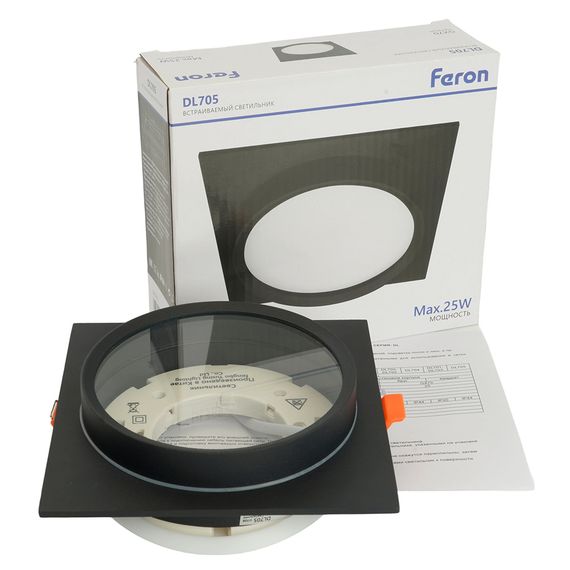 Светильник встраиваемый Feron DL705 потолочный GX70 черный квадрат IP44 51108