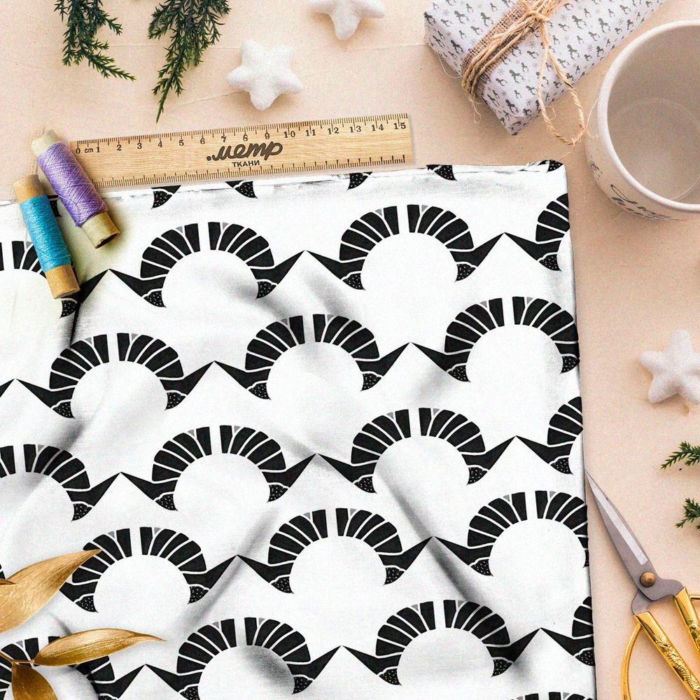 Ткань премиум Оксфорд 600D черно-белая деликатность