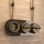 Розетка с заземлением (бронзовый) Ретро