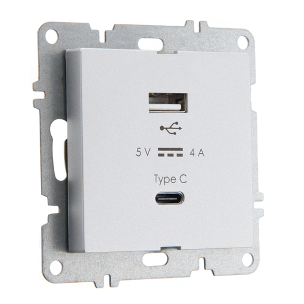 Устройство зарядное USB (A+C) ARVIA Electric, высокоскоростная зарядка, 20В 4.0А, металлик 50032000312