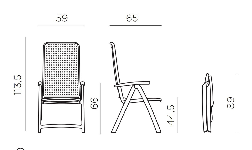 Кресло пластиковое складное, Nardi Darsena, антрацит