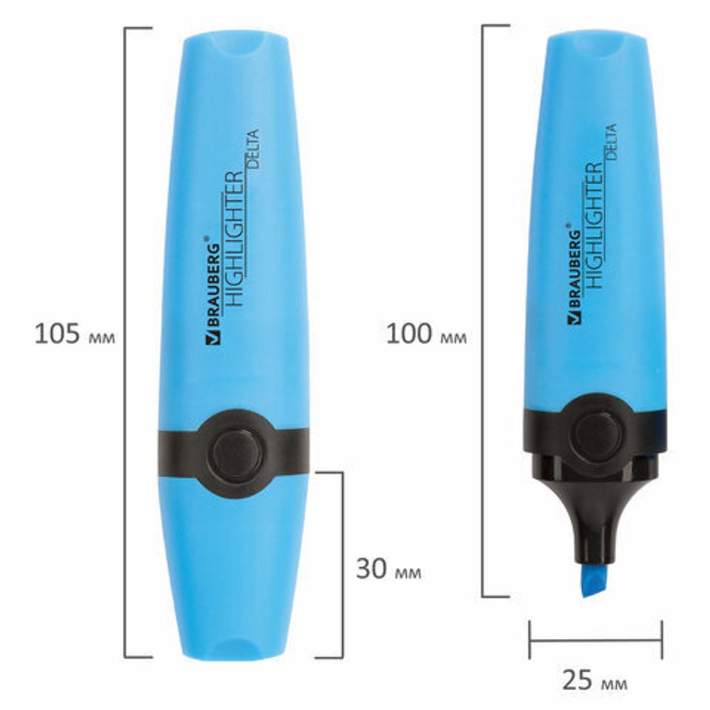 Текстовыделитель BRAUBERG "DELTA", ГОЛУБОЙ, линия 1-5 мм, 151722