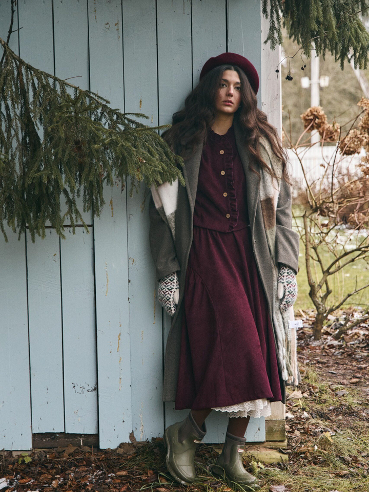 Юбка бохо вельветовая миди