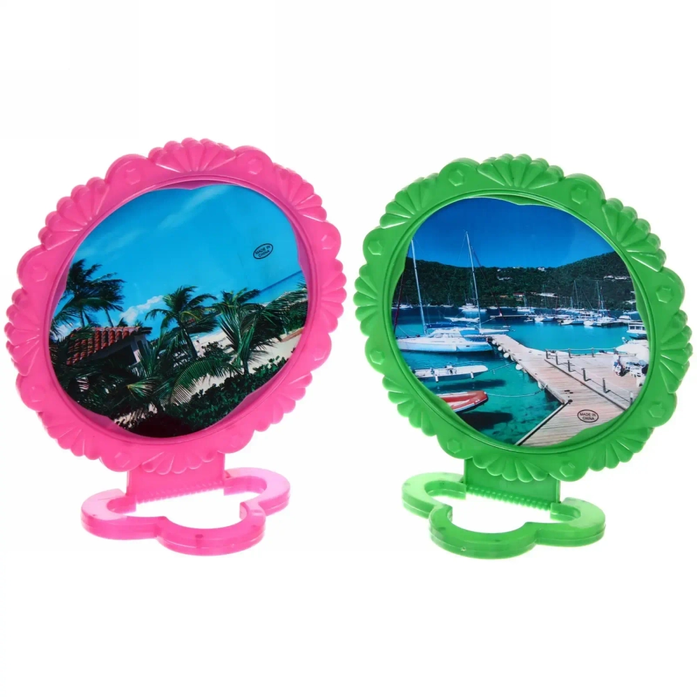 Зеркало настольное в пластиковой оправе «Ажурный кант», круг, цвет микс, d-17см (Стикер на минивложение 15шт)