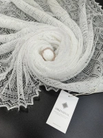 Оренбургский пуховый платок-паутинка А110-02 экрю