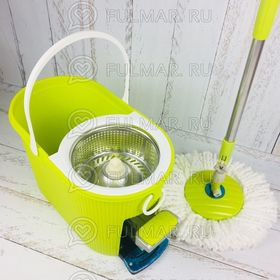 Швабра и ведро с отжимом Spin Mop 7,5 литров со стальной педалью Цвет Салатовый