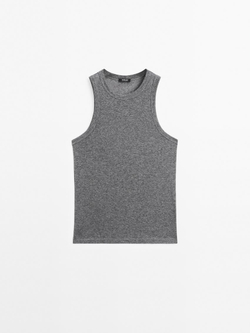 Massimo Dutti Топ с воротником-халтер, темно-серый