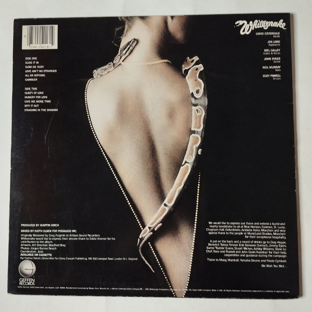 Винтажная виниловая пластинка LP Whitesnake Slide It In (USA 1984) GHS 4018