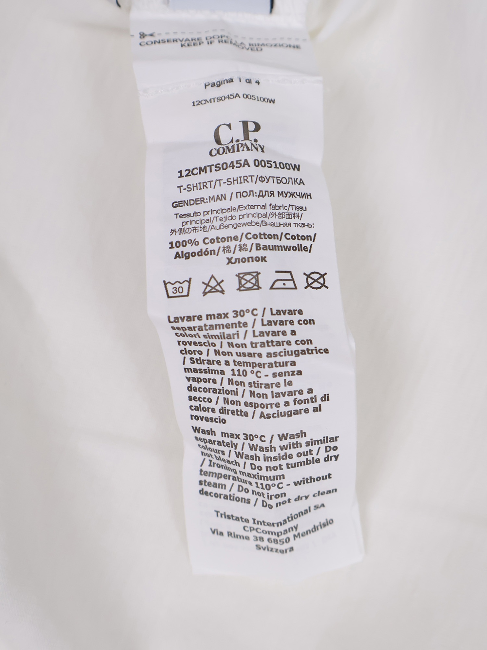 Футболка C.P. Company 30/1 Jersey Vertical Logo White