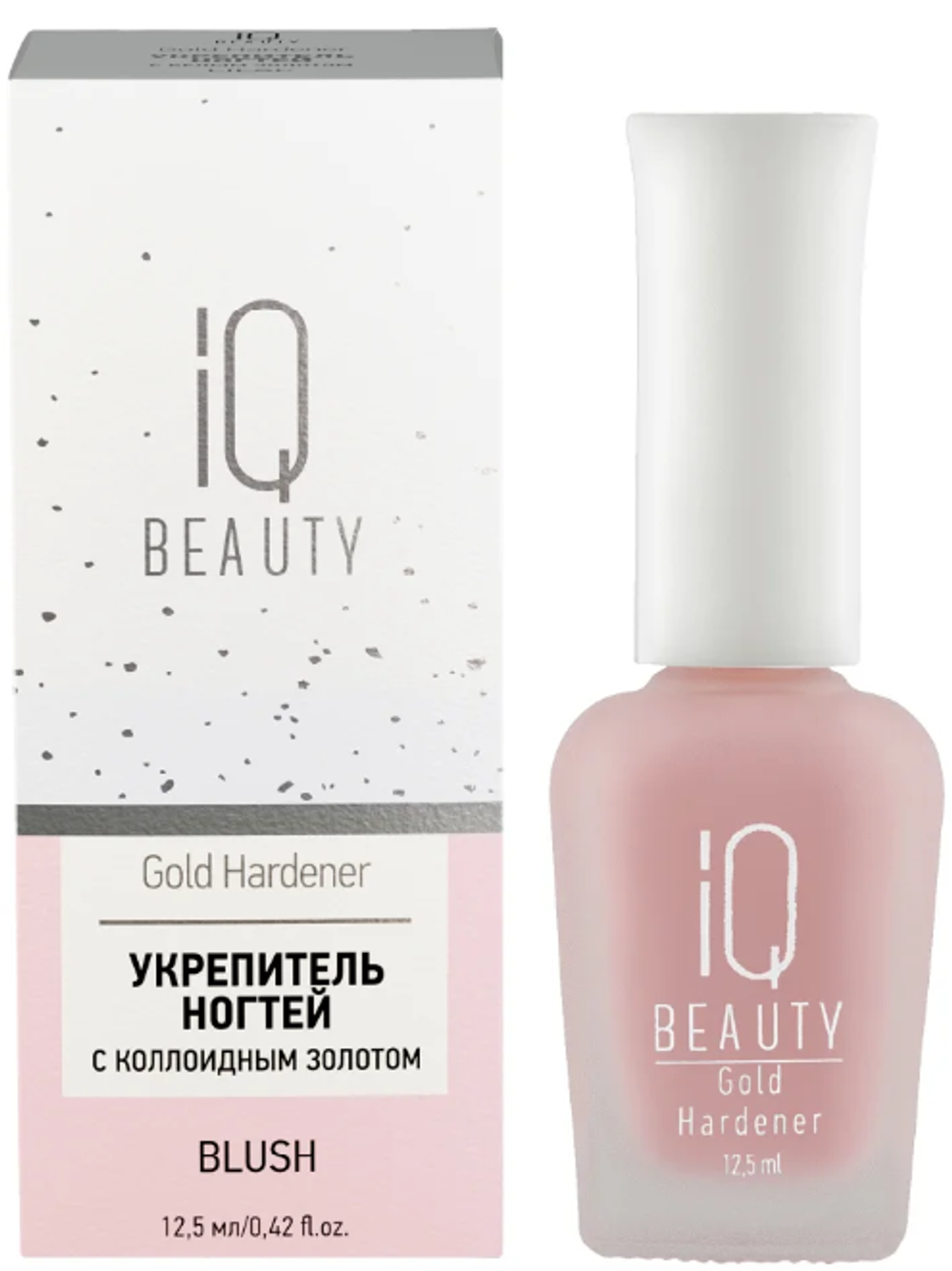 IQ Beauty Blush - Укрепитель для ослабленных и ломких ногтей с коллоидным золотом, 12,5мл