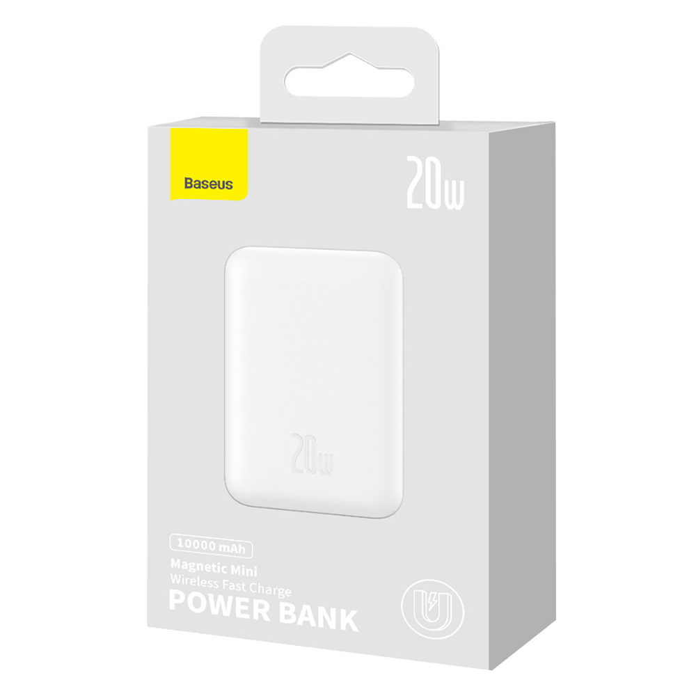 Внешний аккумулятор + Беспроводная зарядка Baseus Magnetic Mini Wireless Fast Charge Power Bank C+Qi 10000mAh 20W (MagSafe) - White