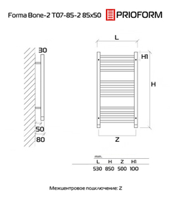 FORMA Bone-2 85x50 (см) полотенцесушитель водяной