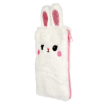 Пенал-косметичка меховой "Зайчик" 22*14. на молнии, уши с блестками, вышивка