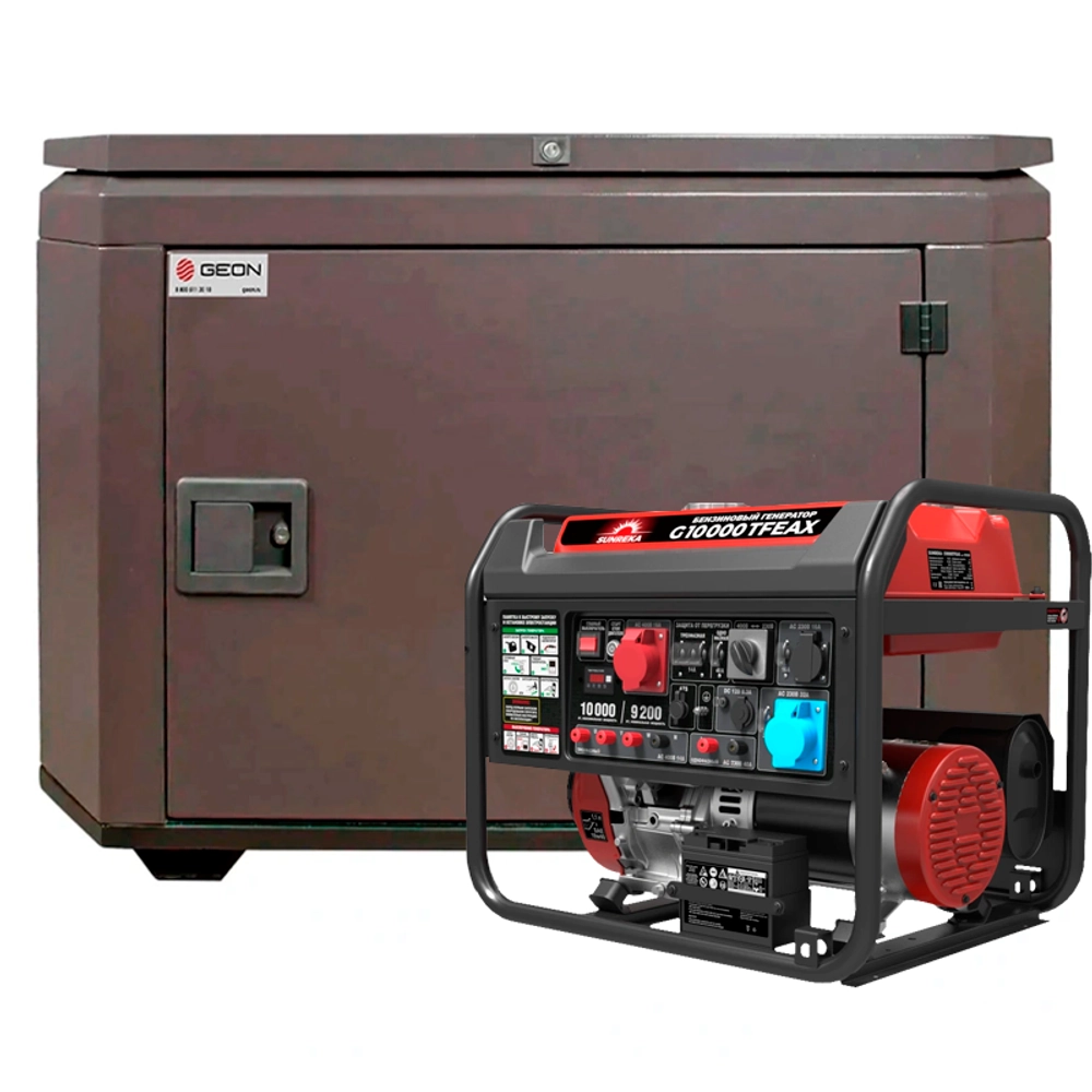 Генератор бензиновый SUNREKA G10000TFEAX с кожухом Geon 1200 RAL 8019