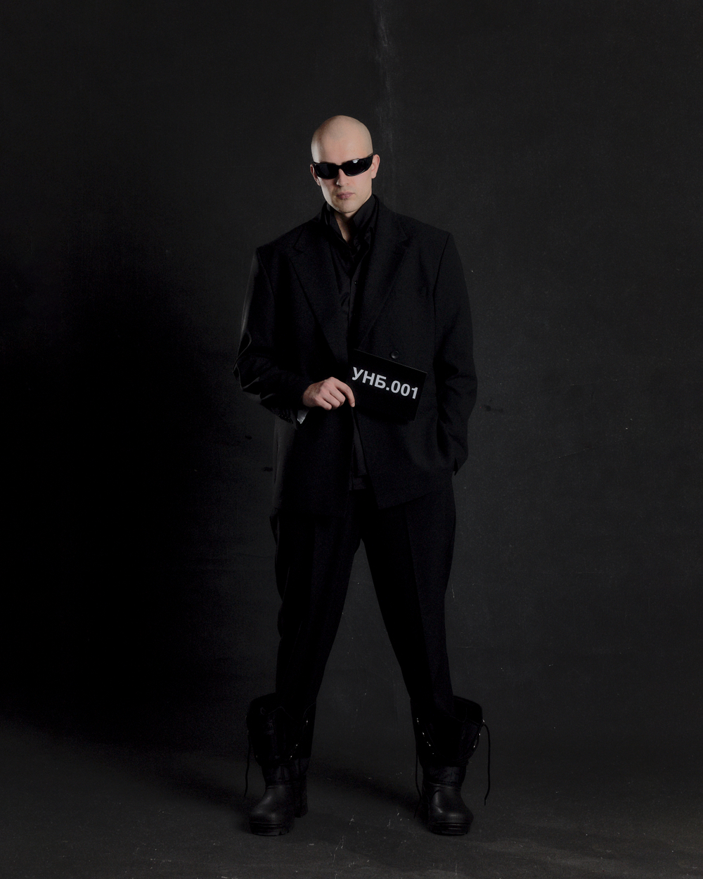 4x2 black double-breasted suit