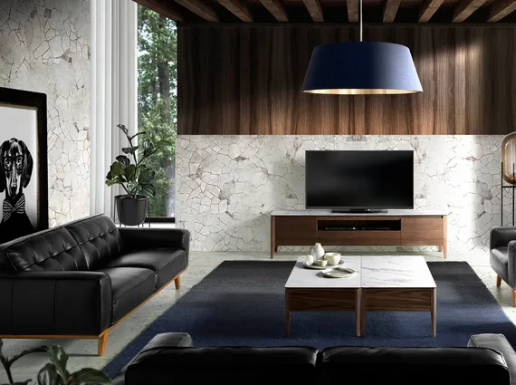 Двухместный диван Angel Cerda 5606-2P, черная кожа