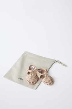 ZARA ВЯЗАНЫЕ ПИНЕТКИ, ПЕСОЧНО-КОРИЧНЕВЫЙ