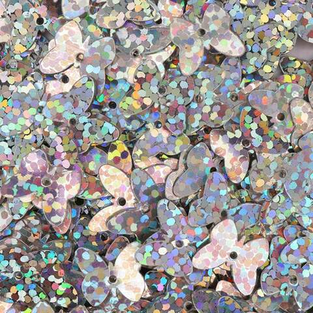 Пайетки 'Бабочки' #281, 10мм, 10гр, Астра (50112 серебро голографик)