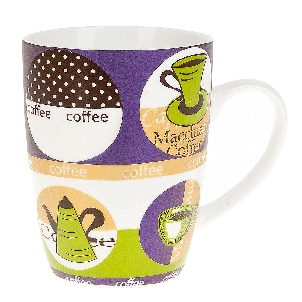 Кружка керамическая "Macchiato" v=370мл. (4вида) (min12) (транспортная упаковка)