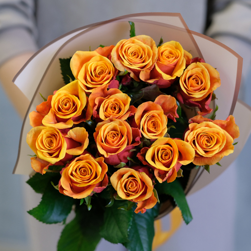 Купить Букет 13 оранжевых роз Espana