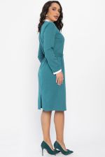 Платье с воротничком Деловой стиль (бирюзовое) П14558-12М LT Collection