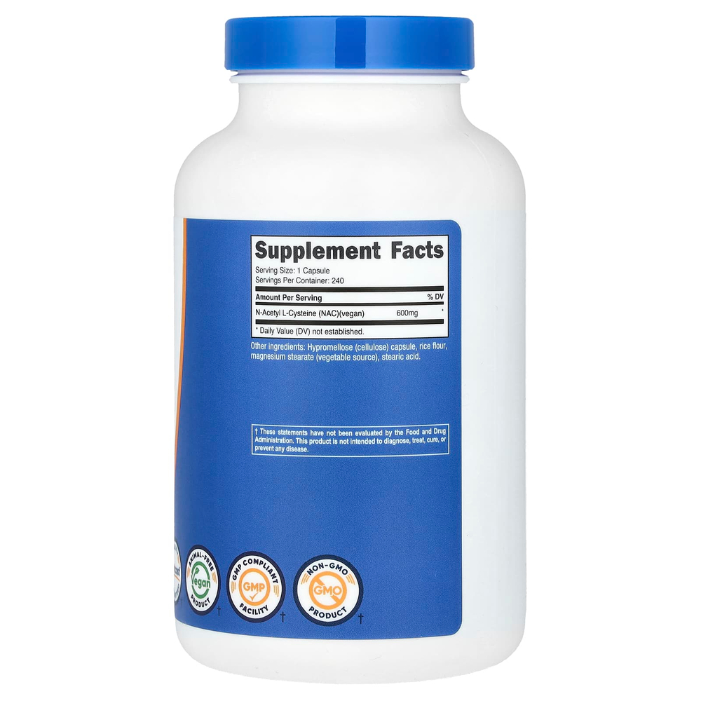 Nutricost, NAC, 600 мг, 240 капсул