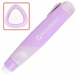 Ластик выдвижной BRAUBERG "REWIND" + 2 сменных ластика, 112х21х24 мм, белый, лавандовый корпус, блистер, 272690