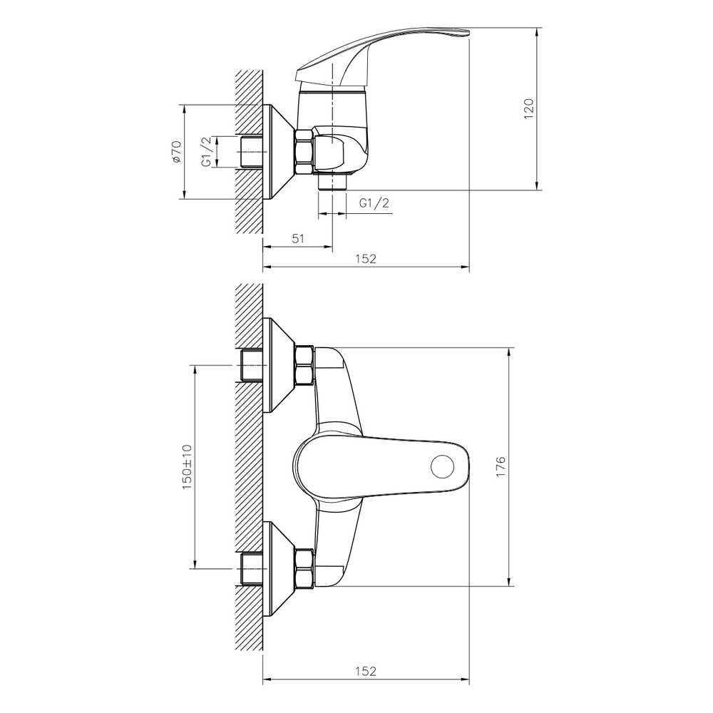 Смеситель DECOROOM DR71055 одноручный для душа