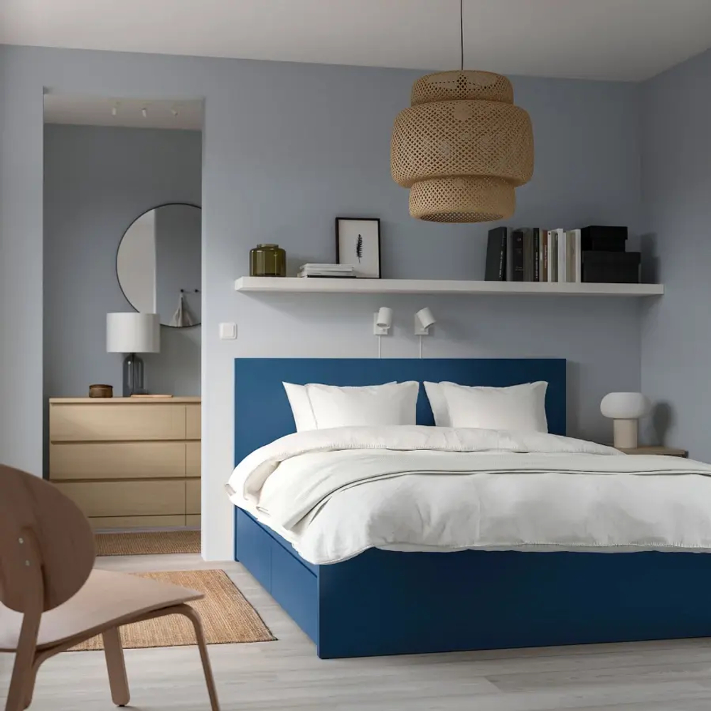 Каркас кровати с 4 ящиками - IKEA MALM/МАЛЬМ ИКЕА, 176x200 см, синий
