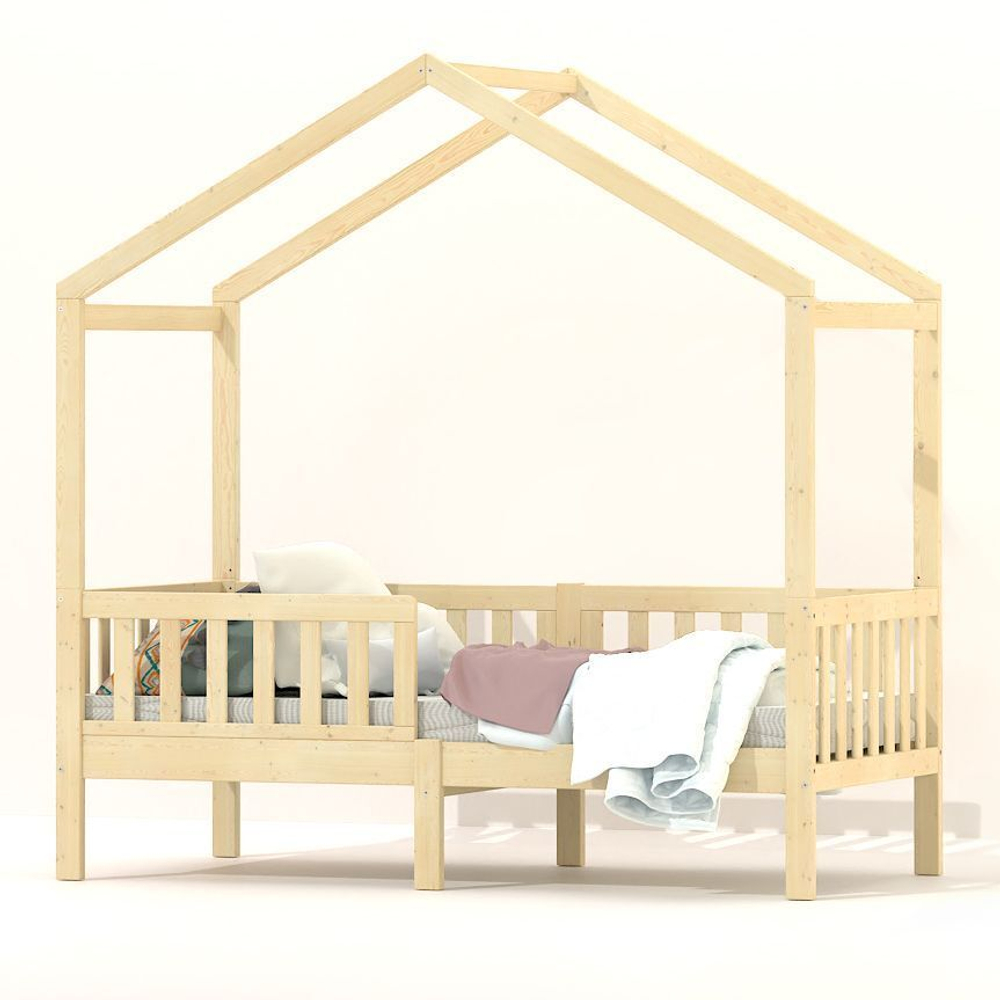 Кровать детская Фиона 160х80, деревянная из массива сосны, натуральный лак