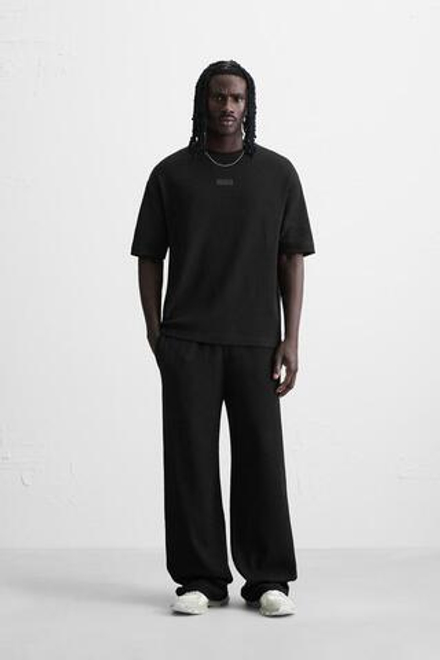 ZARA БРЮКИ-ДЖОГГЕРЫ С ВЕРТИКАЛЬНОЙ ТЕКСТУРОЙ, ЧЕРНЫЙ