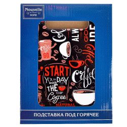 Подставка под горячее с пробкой "Coffee Time" 15*20*0.5см. (2вида) (подарочная упаковка)