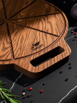 Доска для пиццы деревянная с ручками 35 см