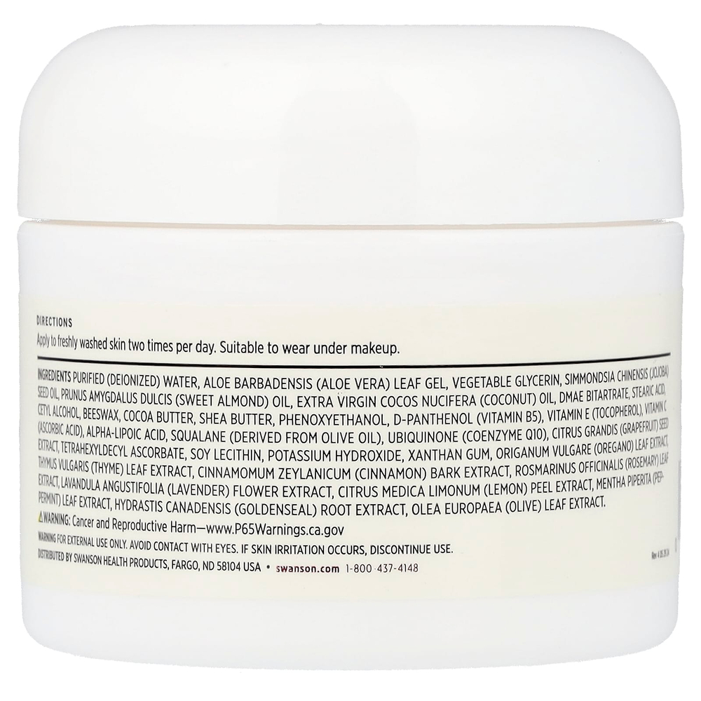 Swanson, Крем от морщин с ДМАЭ и коэнзимом Q10, 59 мл (2 жидк. унц.)