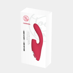 Красный двойной стимулятор Cardinal с вибрацией и вакуумом - 20,2 см. (Цвет: красный)