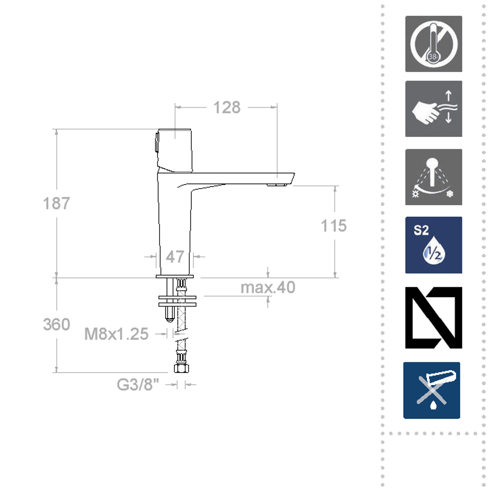 Смеситель для раковины TZAR 340401NC никель