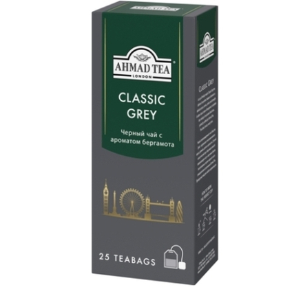 Чай Ahmad Tea Классик Грей в пакетиках с ярлык. 25шт по 1,9г. Ахмад