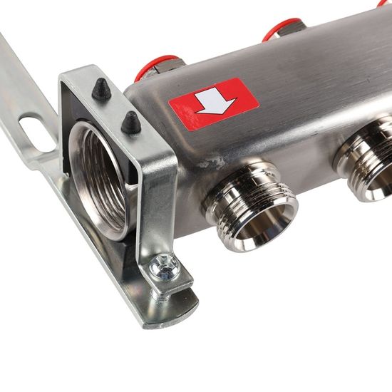Коллектор Rommer 1"x3/4" на 12 контуров с запорными клапанами (нерж. сталь) RMS-3201-000012