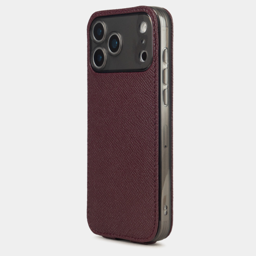 Чехол для iPhone 17 Pro Max - кожа теленка сафьяно, бордовый