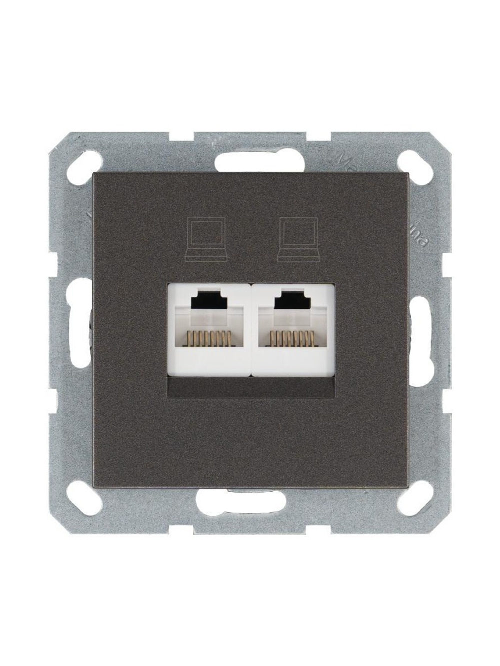 Розетка компьютерная 2-м RJ45 IP20 кат. 5E механизм мокко Jasmart G6106Z