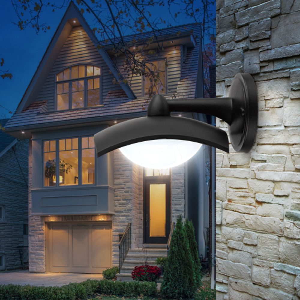 Садово-парковый светильник ЭРА ДБУ 07-8-004 Дели 4 черный 4 гранный настенный IP44 светодиодный 8Вт 6500K