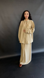 Льняной костюм с юбкой