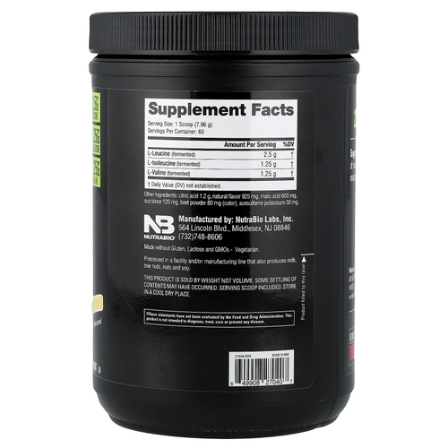 NutraBio, BCAA 5000, клубнично-лимонная бомба, 477 г (1,05 фунта)