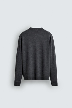 ZARA КАРДИГАН КЛАССИЧЕСКОГО КРОЯ С ШЕРСТЬЮ, АНТРАЦИТОВО-СЕРЫЙ