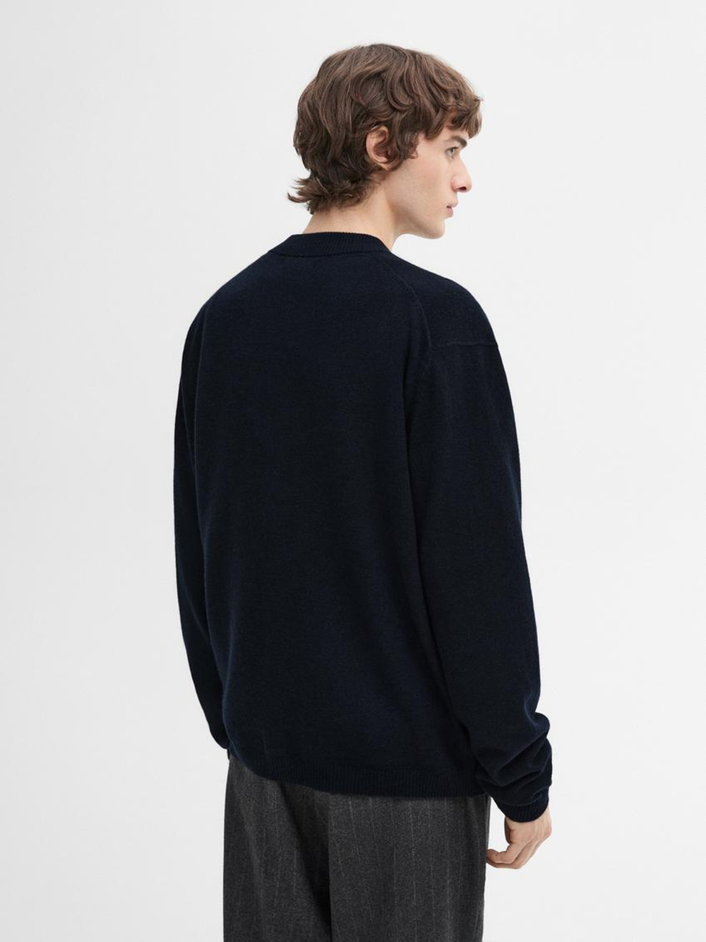 Massimo Dutti Кардиган из 100% кашемира с пуговицами, темно-синий