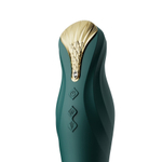 Зеленый вибратор 30,2см с поступательными движениями Zalo King Vibrating Thruster Turquoise Green