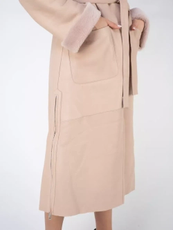 Дубленка зима натуральная с капюшоном длинная